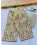 Hand Embroidered Zardosi Silk Blouse: Light Gold Maggam Work,cream tissue blosue,high neck blouse,saree blouses,mix and match saree blouse