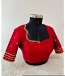 pure silk hand embroidery blouse/saree maggam blouse/red zardosi blouse/red hand embroidered moderblouse/red ready made blouse zardosi usa