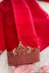pure silk hand embroidery blouse/saree maggam blouse/red zardosi blouse/red hand embroidered moderblouse/red ready made blouse zardosi usa