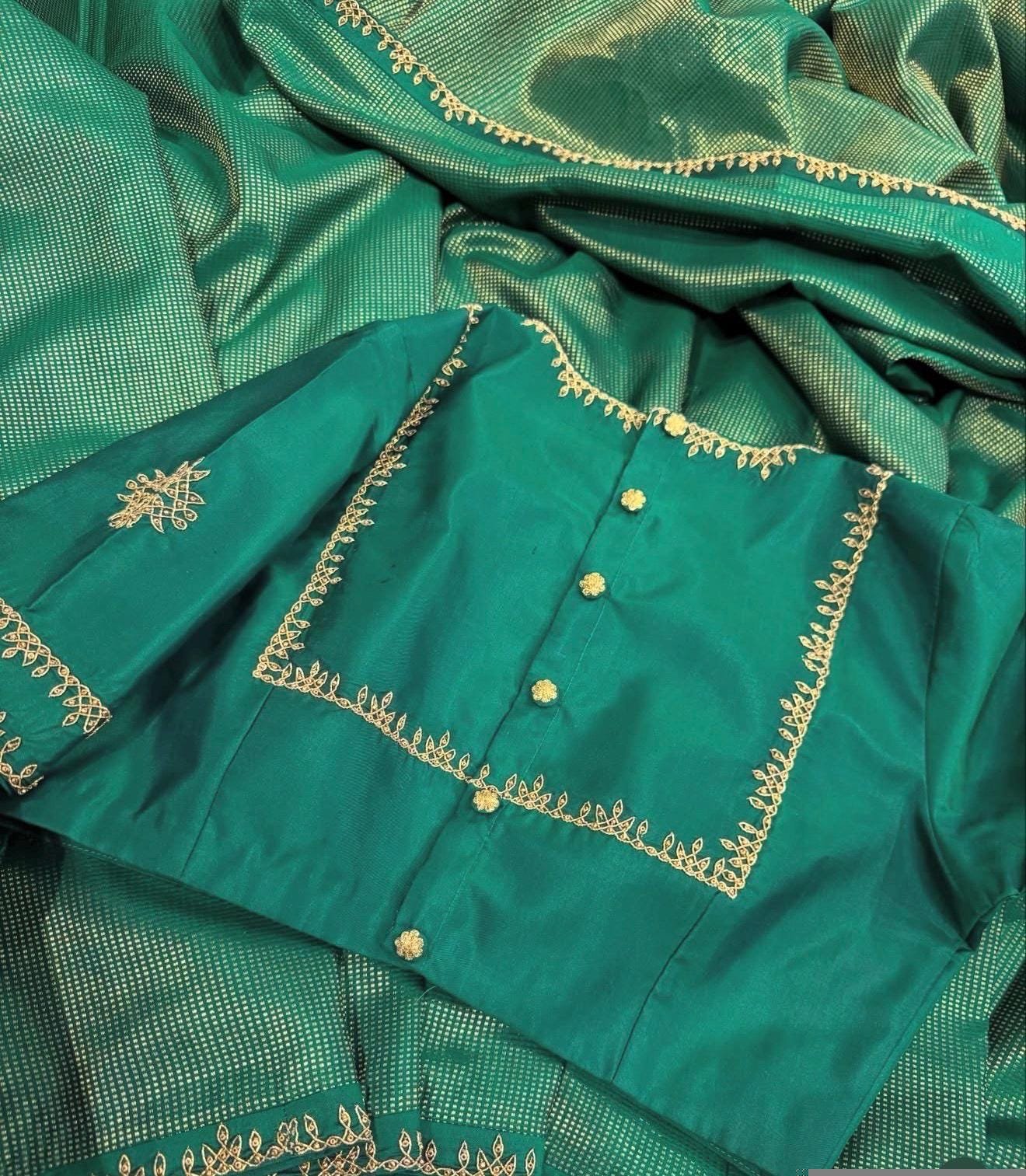 pure silk hand embroidery blouse/saree maggam blouse/green zardosi blouse/red hand embroidered moderblouse/green muggu ready made blouse USA