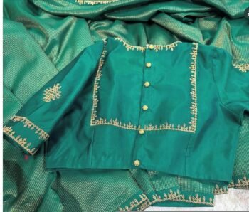 pure silk hand embroidery blouse/saree maggam blouse/green zardosi blouse/red hand embroidered moderblouse/green muggu ready made blouse