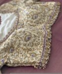 pure silk hand embroidery blouse/cream saree maggam blouse/raw silk zardosi blouse/hand embroidered blouse/cream ready made blouse zardosi