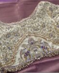 pure silk hand embroidery blouse/cream saree maggam blouse/raw silk zardosi blouse/hand embroidered blouse/cream ready made blouse zardosi