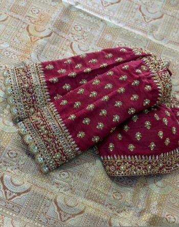 Hand Embroidered Zardosi Silk Blouse/Maroon Red Maggam Saree Blouse/red bridal blouse/burgundy blouse,kundan work blouse,mix and match blous