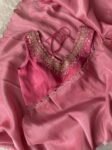 Blue tissue silk saree with hand embroidered blouse/blue saree with pink hand work blouse|sarees USA/blue pure silk scall saree with blouse