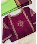 pure silk hand embroidery blouse/saree maggam blouse/zardosi blouse/burgundyred hand embroidered moderblouse/red muggu ready made blouse USA