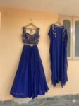 Green Lehenga Set: Hand Embroidered Silk Crop Top Skirt, blue lehenga set, cape lehenga set,teens lehenga,wedding lehenga,green hand work bl