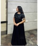 Hand Embroidered Black Anarkali Suit: Silk Chanderi Dress with Dupatta,black anarkali dress,hand work dress,Indian ethnic wear,plus size dre