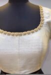 Hand Embroidered Cream Silk Blouse: Zardosi Maggam Work,cream maggam blouse,multicolor blouse,plus size blouse,handwork blouse,beige blouse
