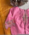pure silk hand embroidery blouse/light pink maggam blouse/pink hand embroidered blouse/pink ready made blouse zardosi/pink lavender blouse