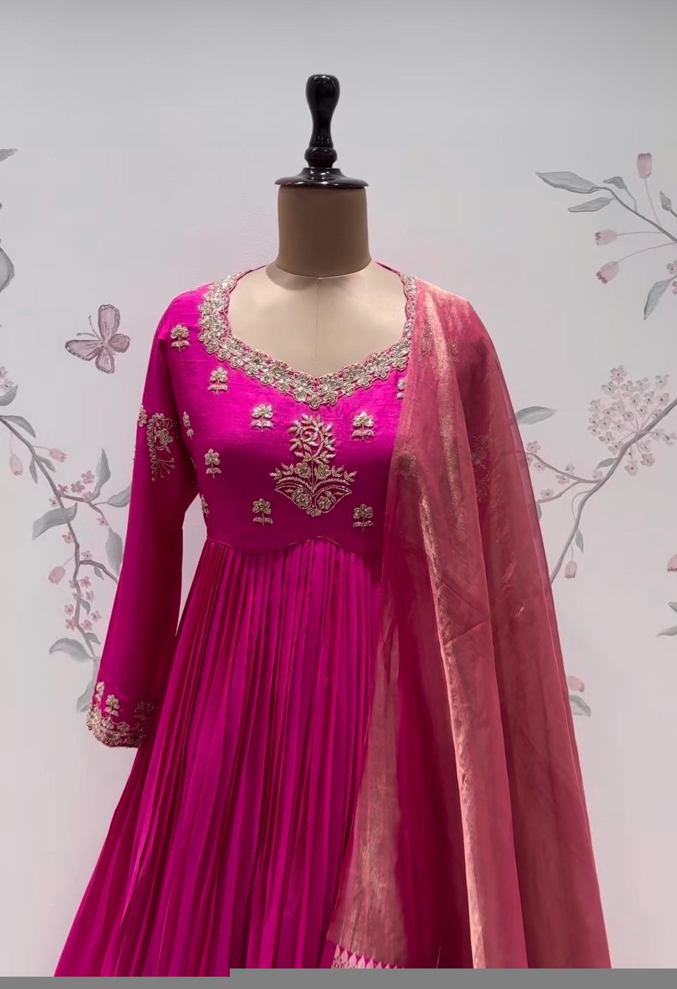 Pink Anarkali suit usa/anarkali pink kurta full sleeve/pink full sleeve anarkali/pink anarkali/Indian dresses/pink red anarkali with dupatta