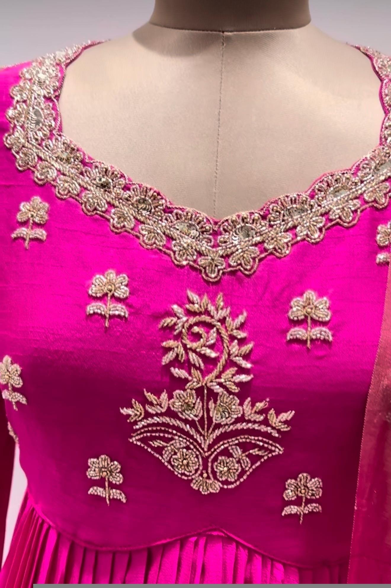 Pink Anarkali suit usa/anarkali pink kurta full sleeve/pink full sleeve anarkali/pink anarkali/Indian dresses/pink red anarkali with dupatta