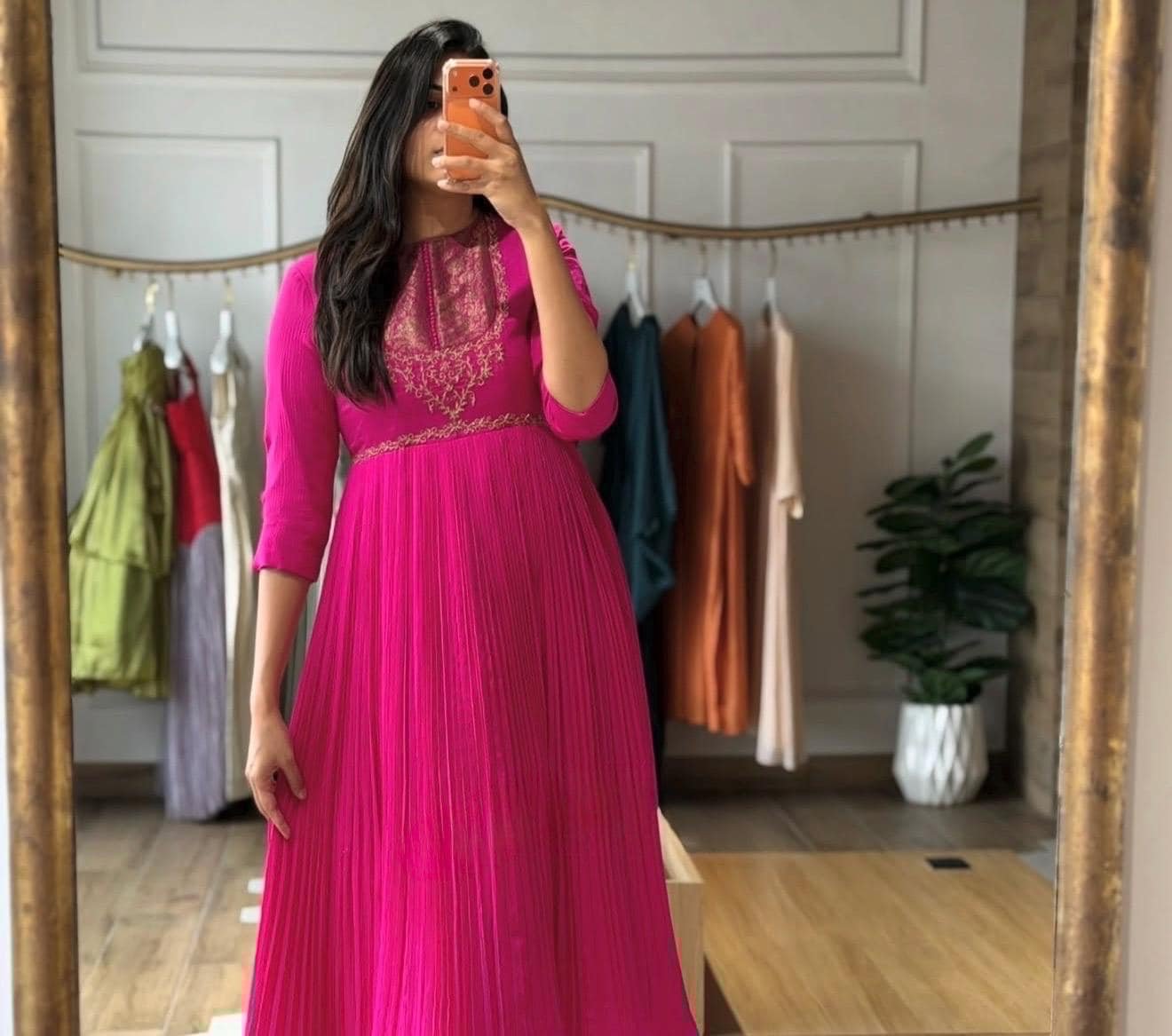 Pink Anarkali suit usa/anarkali kurta full sleeve/pink full sleeve anarkali/full sleeve dress anarkali/Indian dresses/hot pink anarkali usa