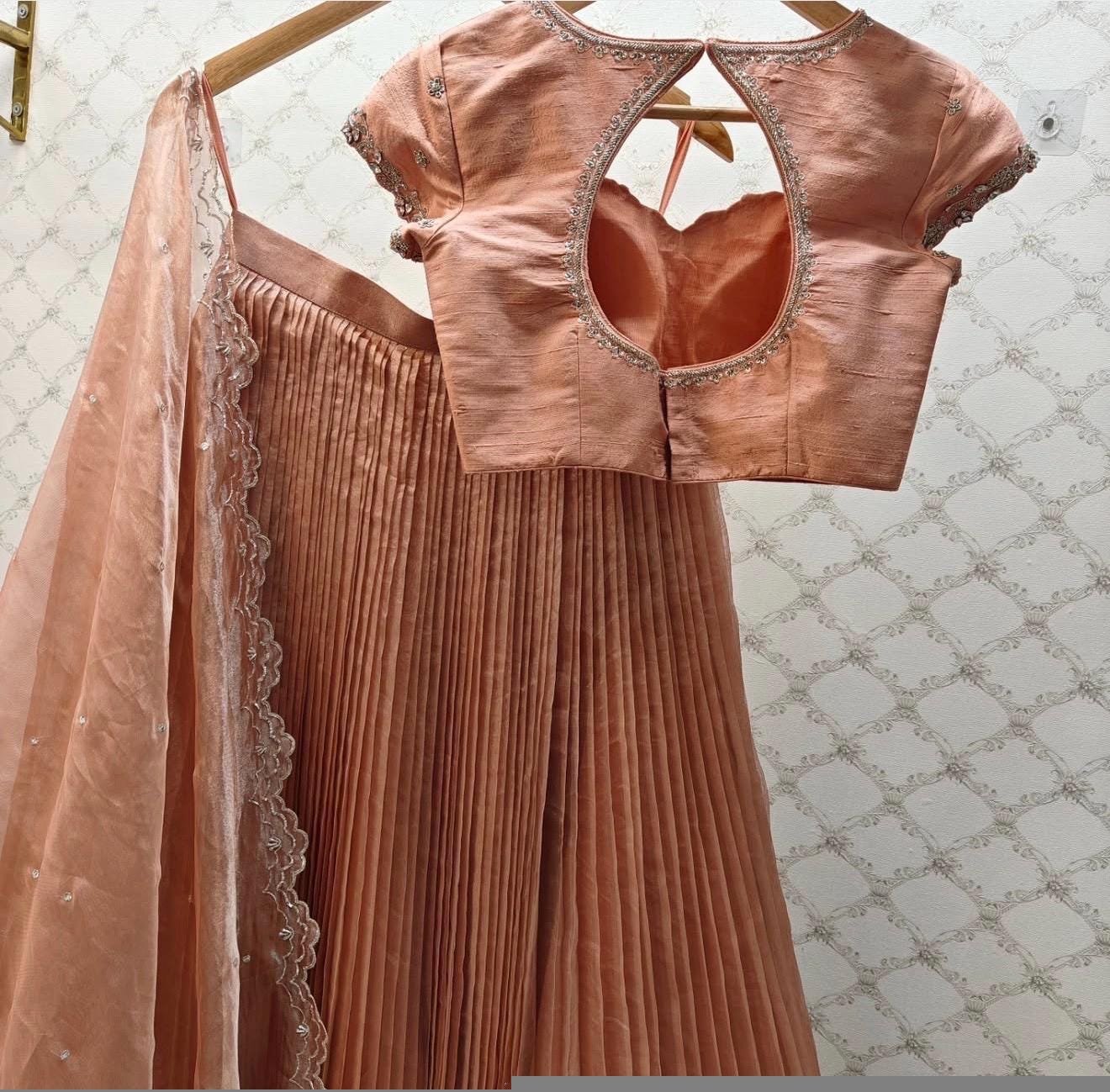 Golden Silk Lehenga Set/Hand Embroidered Crop Top, Indian Wedding Outfit,gold tissulehenga, silver lehenga,tissue lehenga,crop top skirt