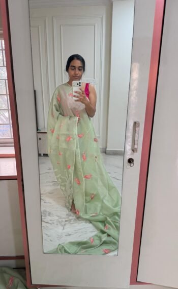 Pista green Kota saree/Kota silk saree,mix and match saree,green saree blouse set,summer saree,light saree,summer saree/bird motif saree