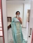 Soft green kanjeevaram silk saree|traditional silk saree with blouse|green silk saree|simple saree|sarees USA|saree with stitched blouse