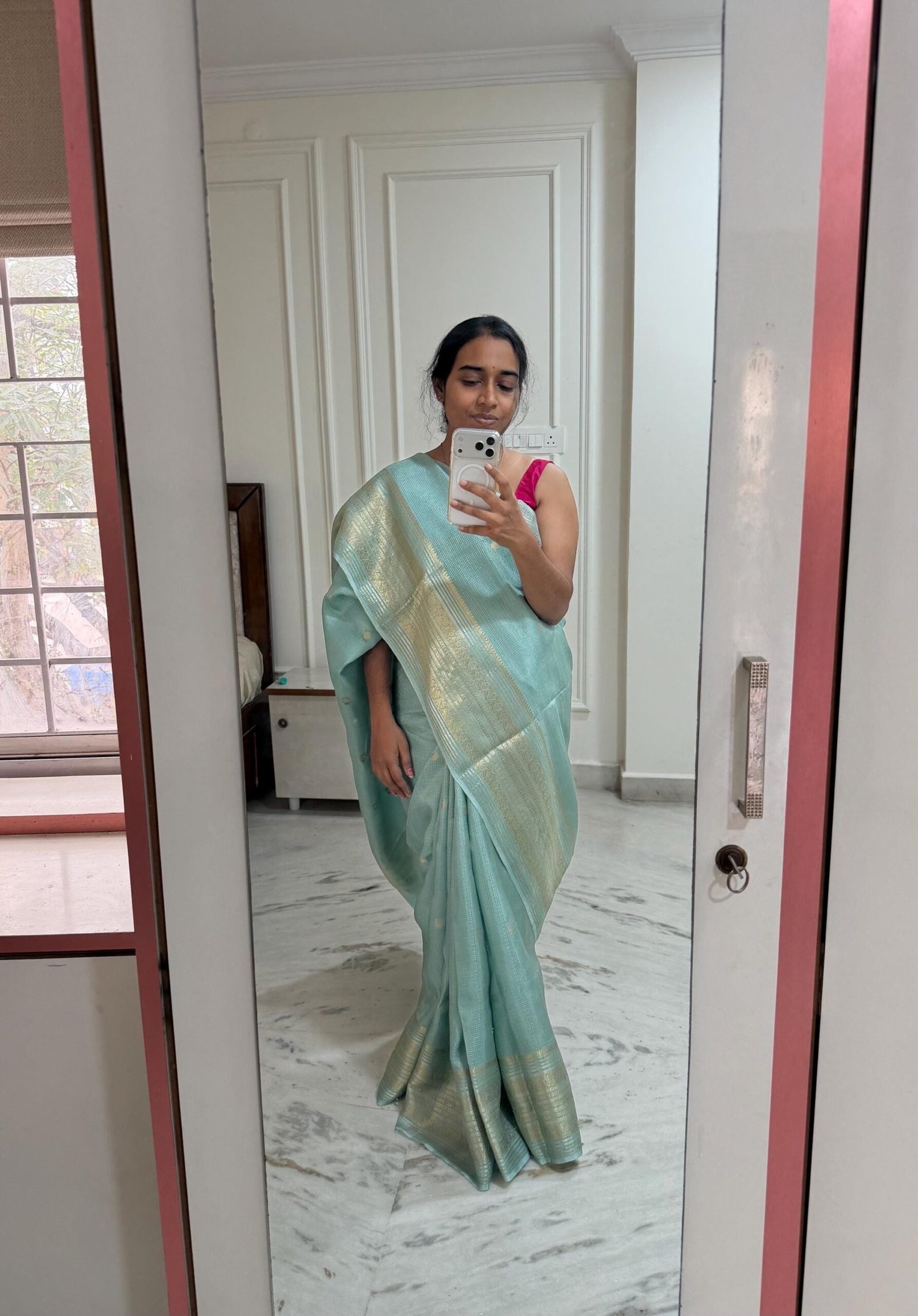 Soft green kanjeevaram silk saree|traditional silk saree with blouse|green silk saree|simple saree|sarees USA|saree with stitched blouse