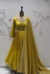 Yellow Anarkali suit usa/haldi anarkali kurta/tissue anarkali/hand embroidered dress anarkali/Indian dresses/yellow simple anarkali kurta