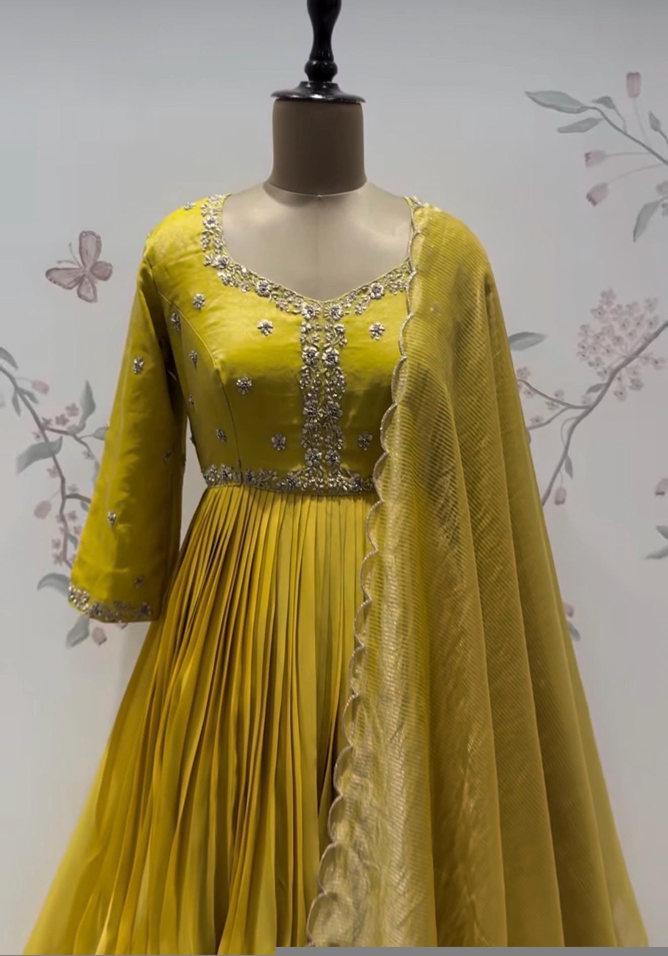 Yellow Anarkali suit usa/haldi anarkali kurta/tissue anarkali/hand embroidered dress anarkali/Indian dresses/yellow simple anarkali kurta