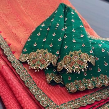 pure silk hand embroidery blouse/neck maggam blouse/brown zardosi blouse/plum hand embroidered blouse/brown hand work ready made blouse