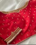 pure silk hand embroidery blouse/U neck maggam blouse/red kundan blouse/red kund hand embroidered blouse/red hand work ready made blouse USA
