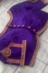 pure silk hand embroidery blouse/neck maggam blouse/purple zardosi blouse/purple hand embroidered blouse/ hand work ready made blouse USA