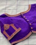pure silk hand embroidery blouse/neck maggam blouse/purple zardosi blouse/purple hand embroidered blouse/ hand work ready made blouse USA