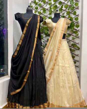 Women’s lehenga Set/green crop top lehenga / Indian crop top skirt pure Mangalgiri pattu lehenga choli/green half saree with dupatta/