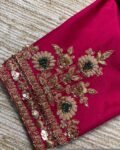 pure silk hand embroidery blouse/saree maggam blouse/hot pink zardosi blouse/hand embroidered blouse /magenta pink ready made blouse zardosi