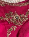 pure silk hand embroidery blouse/saree maggam blouse/hot pink zardosi blouse/hand embroidered blouse /magenta pink ready made blouse zardosi