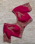 pure silk hand embroidery blouse/saree maggam blouse/hot pink zardosi blouse/hand embroidered blouse /magenta pink ready made blouse zardosi