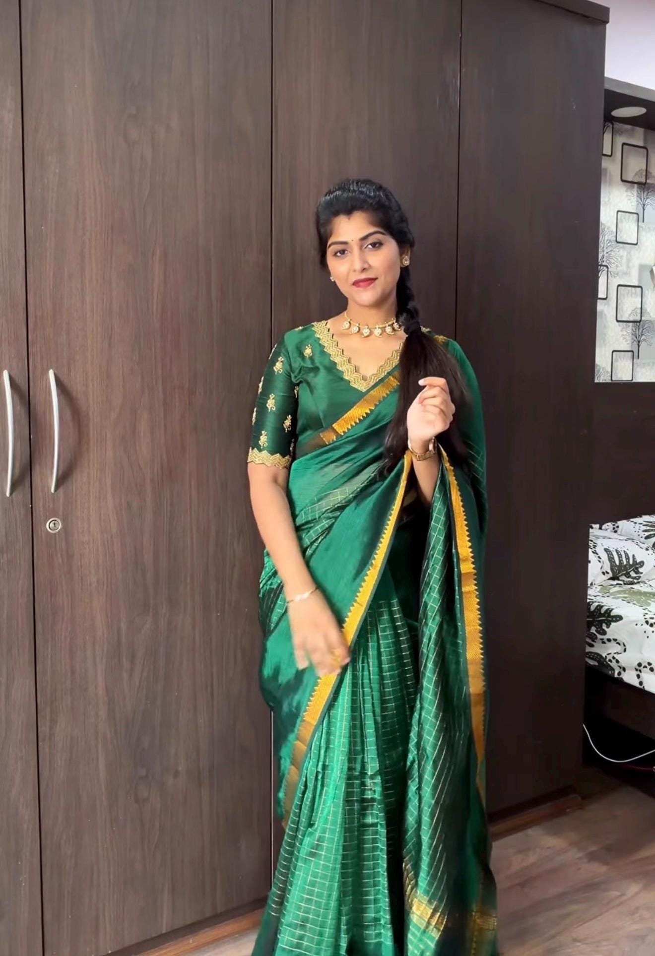 Pure handloom silk saree with Embroidered blouse |traditional saree with readymade blouse | sarees USA |light silk saree | voggish saree