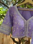 Lavender Hand Embroidered Silk Blouse: Zardosi Maggam Work,lavender blouse,mix and match blouse,plus size blouse,lavender hand work blouse