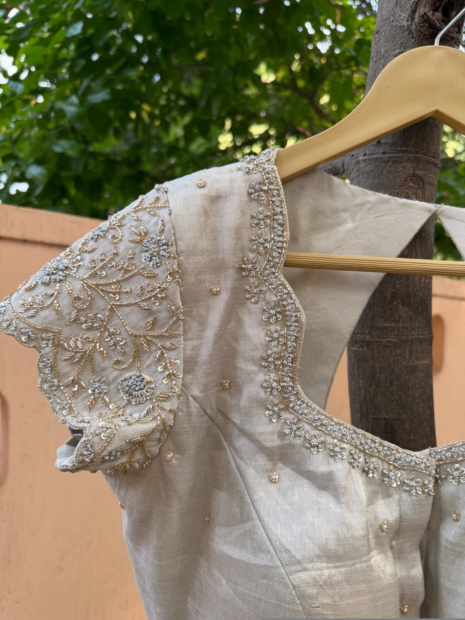 Hand Embroidered Zardosi Blouse: Silver Tissue Silk Sleeveless Crop Top/silver Maggam blouse,handwork blouse,mix and match blouse,silver usa