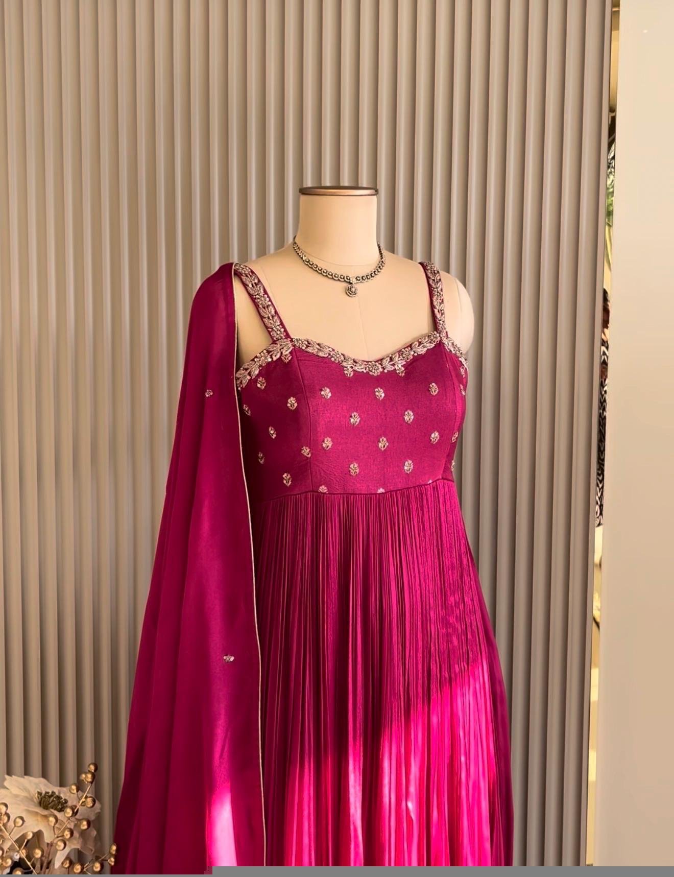 Pink Anarkali suit usa/hot pink anarkali kurta/ sleeveless anarkali/blue hand embroidered dress/Wedding outfit/pin kurta hand work anarkal