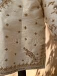 Cream hand embroidery long blouse/saree maggam blouse/pure silk zardosi blouse/blue hand embroidered blouse/heavy maggam full sleeve blouse