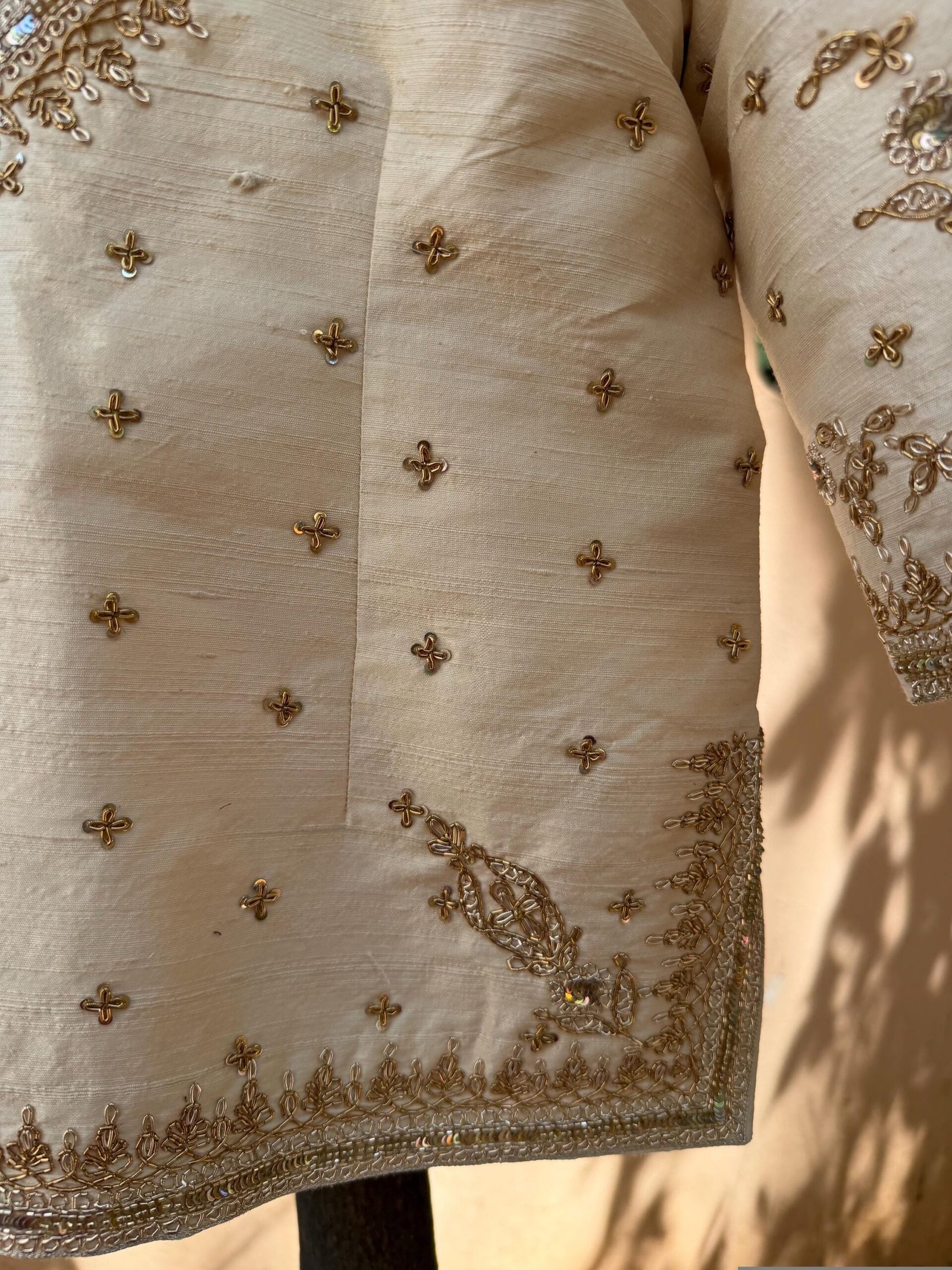 Cream hand embroidery long blouse/saree maggam blouse/pure silk zardosi blouse/blue hand embroidered blouse/heavy maggam full sleeve blouse