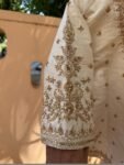 Cream hand embroidery long blouse/saree maggam blouse/pure silk zardosi blouse/blue hand embroidered blouse/heavy maggam full sleeve blouse