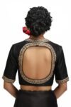 Pure silk cocktailsaree/black sari with hand embroidery/organza silk saree with designer blouse /black saree,party saree,full sleeve blouse