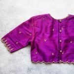 Purple Silk Hand Embroidered Saree Blouse: Zardosi Maggam Work, plus size blouses,handwork blouse,purple maggam blouse,Mix and match blouse