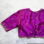 Purple Silk Hand Embroidered Saree Blouse: Zardosi Maggam Work, plus size blouses,handwork blouse,purple maggam blouse,Mix and match blouse
