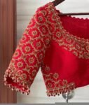 Red Silk Bridal Blouse: Hand Embroidered Zardosi Wedding Crop Top, bridal saree blouse,handwork blouse,bridal wedding blouse,Indian blouses