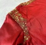 pure silk hand embroidery blouse / saree maggam blouse / red raw silk zardosi blouse / hand embroidered blouse / ready made blouse zardosi/