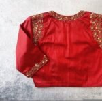 pure silk hand embroidery blouse / saree maggam blouse / red raw silk zardosi blouse / hand embroidered blouse / ready made blouse zardosi/