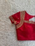 Red Silk Zardosi Embroidered Saree Blouse: Hand-Embroidered Maggam Work,red maggam work blouse,handwork blouse,maggam blouse,red saree blous