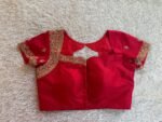 Red Silk Zardosi Embroidered Saree Blouse: Hand-Embroidered Maggam Work,red maggam work blouse,handwork blouse,maggam blouse,red saree blous
