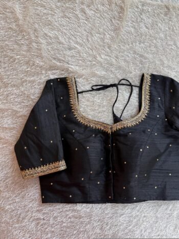 pure silk hand embroidery blouse/ saree maggam blouse/black zardosi blouse hand embroidered moderblouse/ ready made blouse zardosi