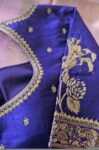 Hand Embroidered Purple Silk Blouse: Zardosi Maggam Work,purple handwork blouse,plus size blouses,hand embroidered blouse,maggam blouse USA