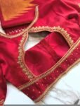 pure silk red hand embroidery blouse/saree maggam blouse/raw silk zardosi blouse/pure red hand embroidered blouse/ready made red blouse usa