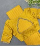 pure silk hand embroidery blouse/saree maggam blouse/yellow zardosi blouse/hand embroidered blouse/mustard yellow ready made blouse zardosi